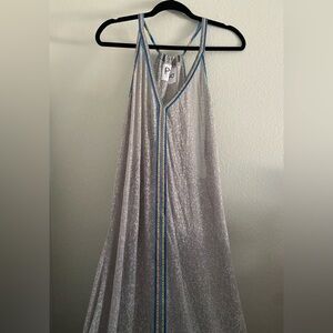 Pitusa Maxi Dress Swim Coverup Cotton Burnout Gray Size Standard M/L Tropical